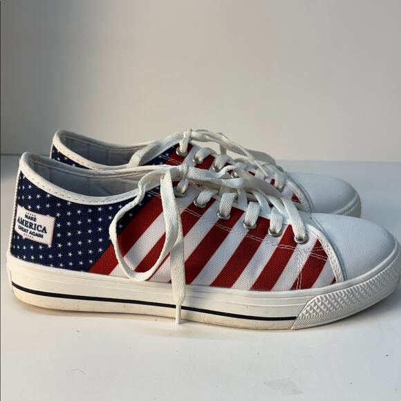 Make America Great Again Unisex Red/White Striped Sneakers  39UK US W/8.5 M/7 - Picture 4 of 9